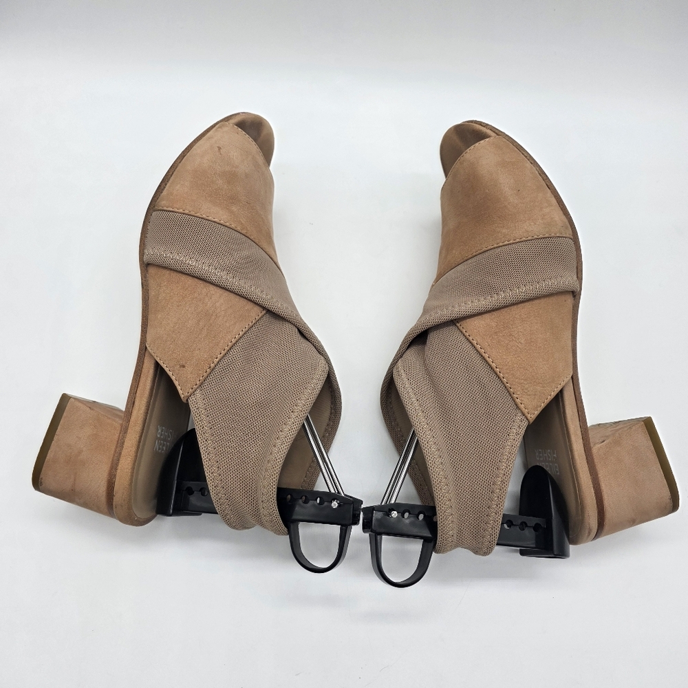 Eileen Fisher Luca Tumbled Nubuck Beige Crisscross Open Slingback Sandals Sz 8.5 - Picture 5 of 11